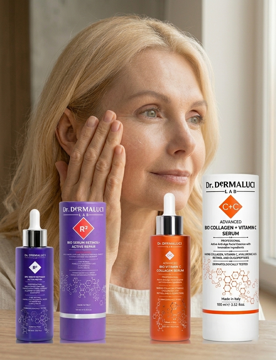 Dr. Dermalucilab skincare products designed for mature adults, in addition to those containing retinol and vitamin C