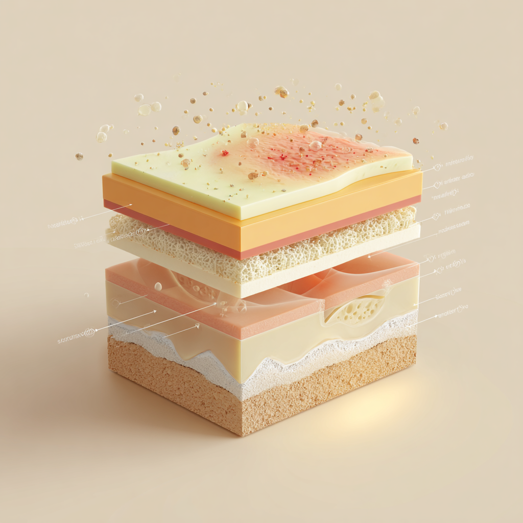 Different layers of skin's epidermis structural illustration for skin inflammation