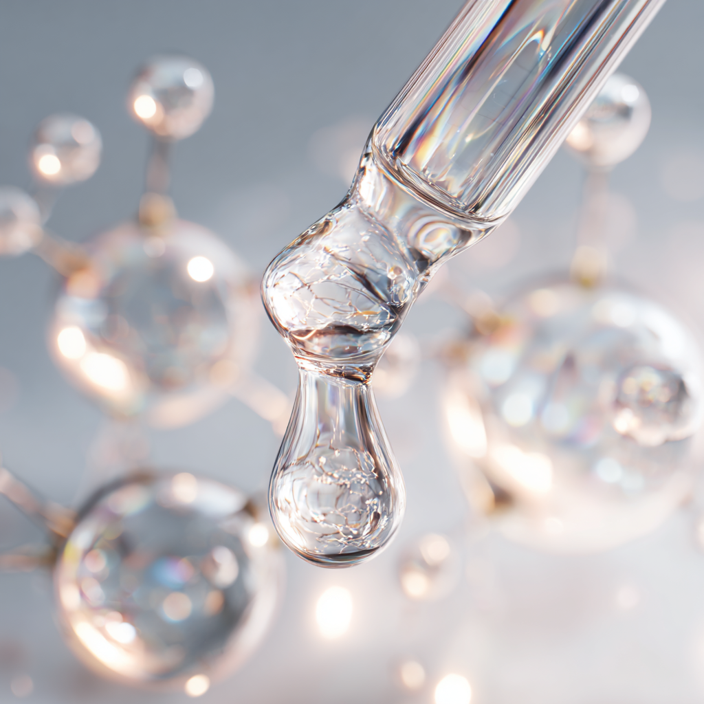 macro skincare serum droplets texture representing niacinamide hydration
