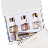 Set of Dr. Dermaluci nail polish bottles with a brush and pouch in a box