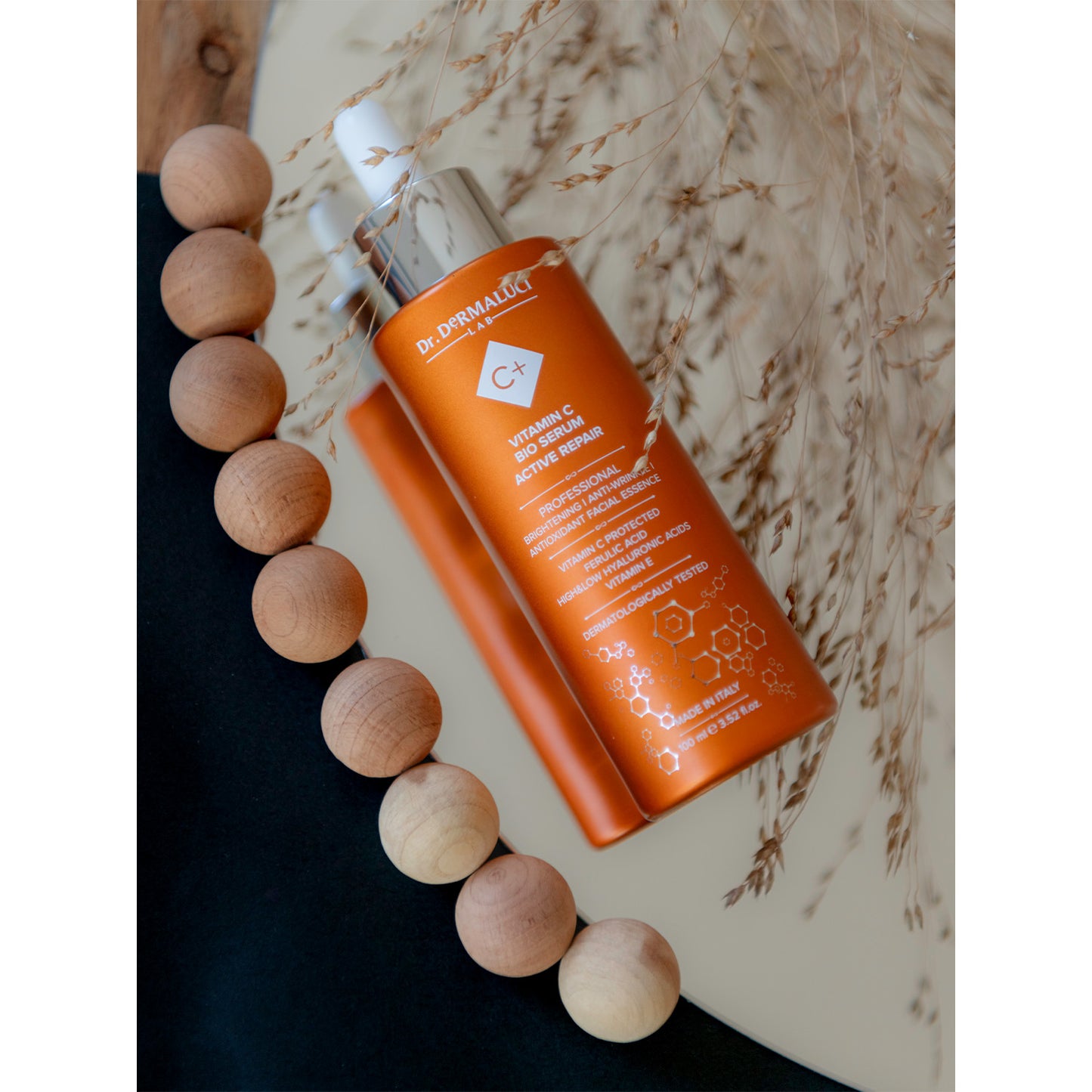 Sérum Facial con Vitamina C Protegida, Ácido Ferúlico y Ácido Hialurónico de Alto y Bajo Peso Molecular